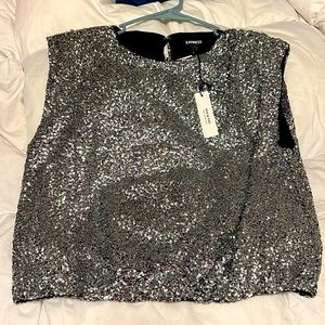 Silver sequins top